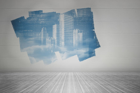 Display on wall showing technology designの写真素材