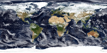 Sattelite view of planet earth during high tide