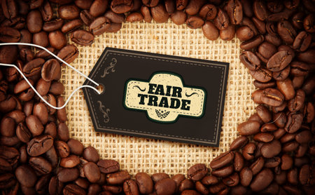 Fair trade label on coffeeの写真素材