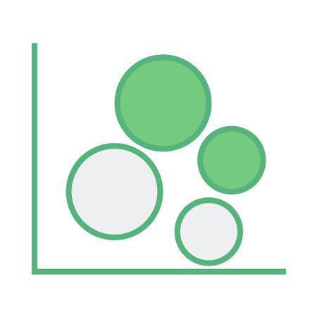 Close-up of green graph with circles against white backgroundの写真素材