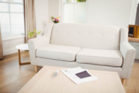 Empty sofa and table in living roomの写真素材