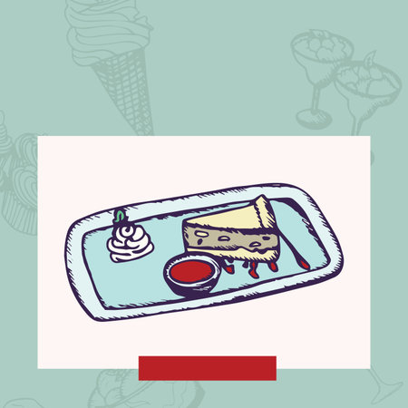 Vector image of food served on plate in restaurantの写真素材
