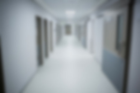 Blurry of empty corridor in a hospitalの写真素材