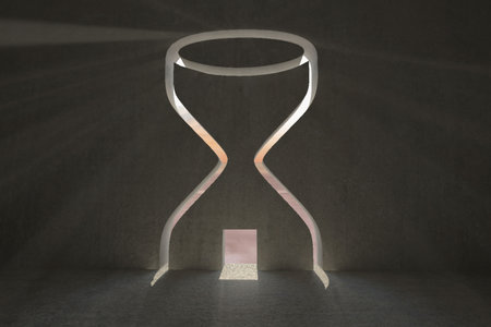 Hourglass door in dark room