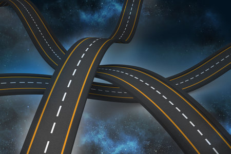 Bumpy roads crossing backdropの写真素材