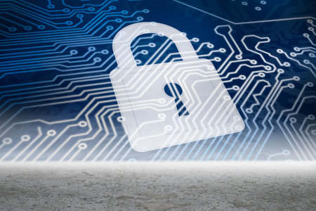 Digitally generated Security graphic over desert setting