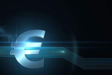 Euro sign on technical backgroundの写真素材
