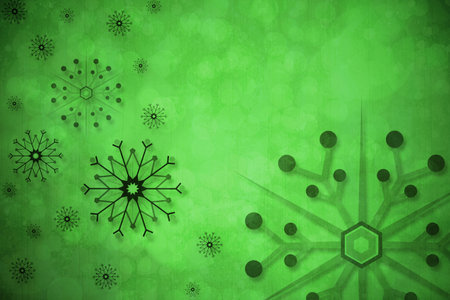 Digitally generated Green snow flake backgroundの写真素材