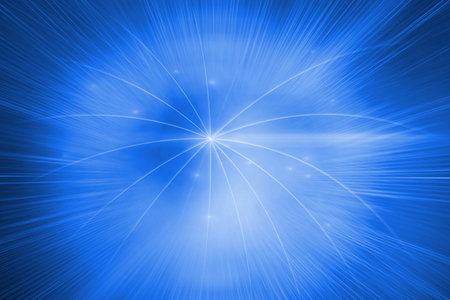 Glowing futuristic lines on blue backgroundの写真素材