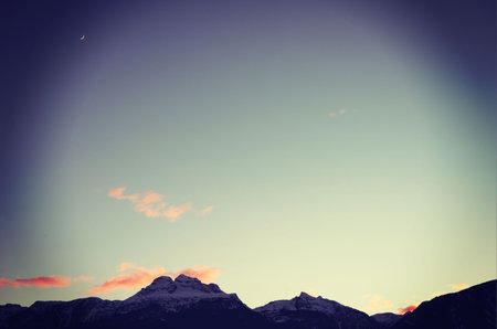 Beautiful snow capped mountains during winter