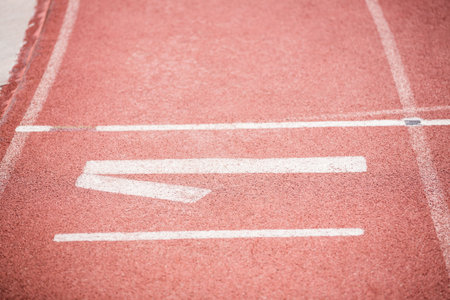 High angle view of number 1 on starting line
