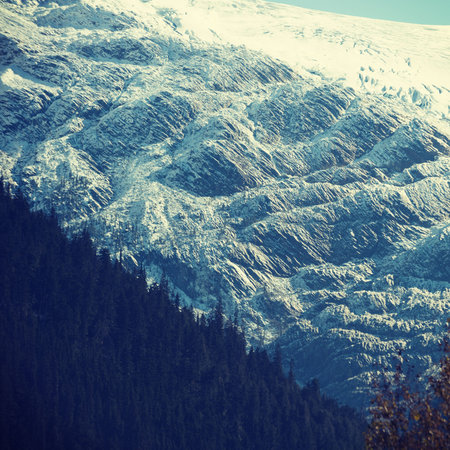 Snow covered region during winterの写真素材