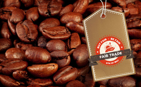 Composite image of quality tag against coffee beansの写真素材