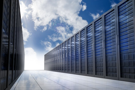 Server hallway in the skyの写真素材