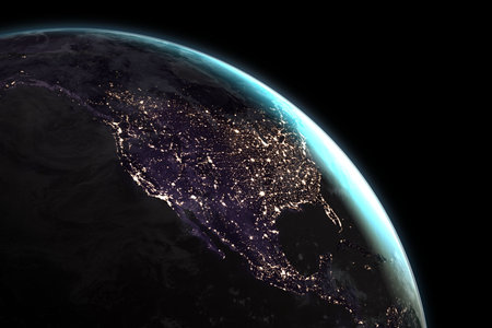 Aerial view of the Earth from the spaceの写真素材