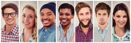 People collage portrait 7 wideの写真素材