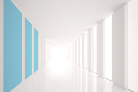 Digitally generated Modern blue and white roomの写真素材