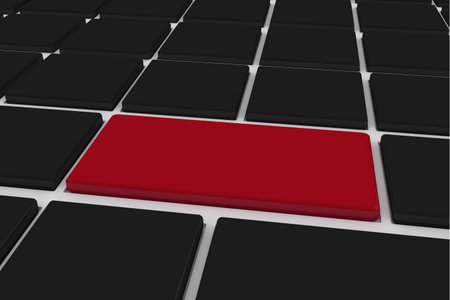Digitally generated black keyboard with red key