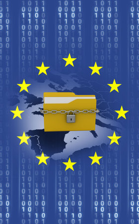 European union flag with safety concept, Close-upの写真素材