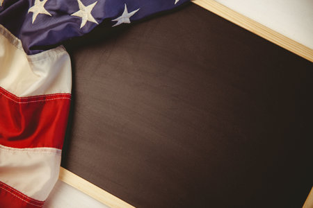 American flag on chalkboardの写真素材