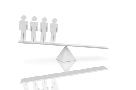 White scales with human figuresの写真素材