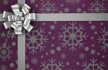 Digitally generated Christmas wrapping paper with bowの写真素材