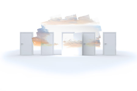 Abstract screen in room showing cloudy sky