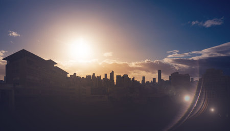 Picture of city by sunriseの写真素材