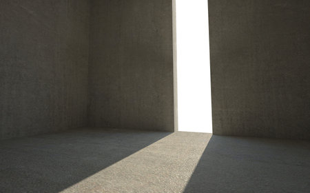 Sunlight shining through wall in empty room