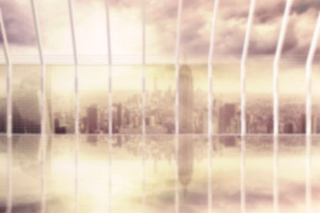 Composite architectural features against cityscape