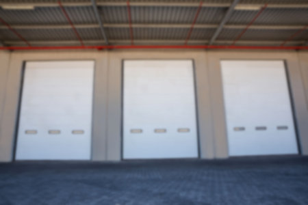 Closed shutters of distribution warehouse