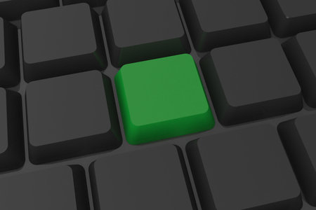 Black keyboard with one green key