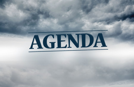 Agenda written on sky backgroundの写真素材