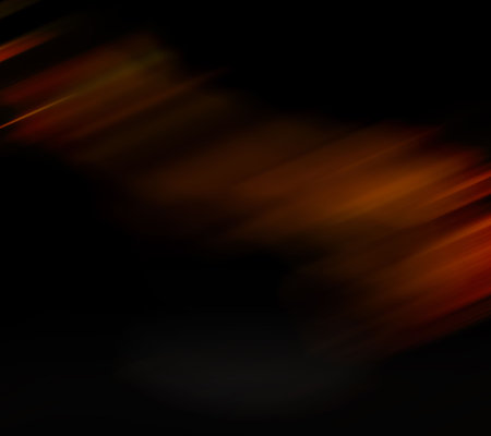 Diagonal orange and red light streaks are moving through abstract flat scene, with black void....