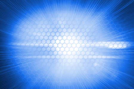 Digitally generated background with bright hexagons