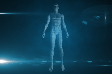 3D body on black backgroundの写真素材