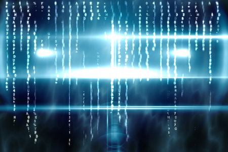 Digitally generated blue technology design with glow