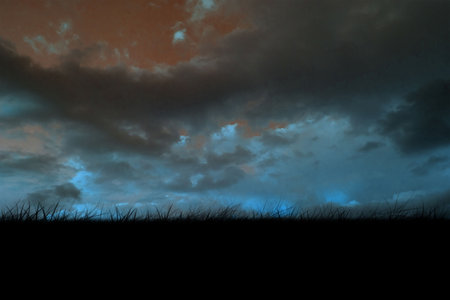 Digitally generated Blue sky over grass