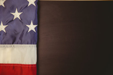 American flag on chalkboardの写真素材