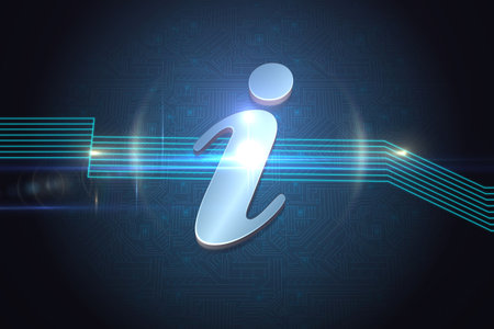 Shiny information icon on black backgroundの写真素材