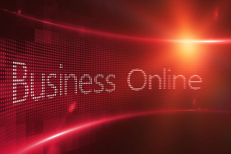 Composite image of business online text on illuminated digital screenの写真素材
