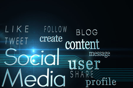 Social media buzzwords on black backgroundの写真素材
