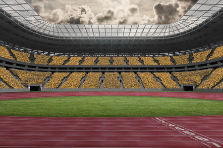 Athletic track in a stadium