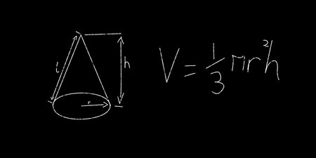 Mathematical diagram with formula written on blackboardの写真素材
