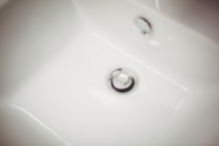 Close-up of white bathroom sinkの写真素材
