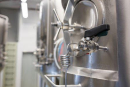 Close-up of mettalic distillery still