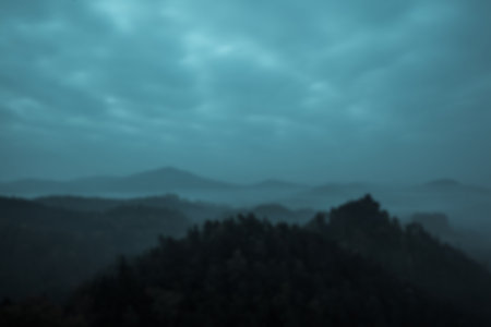 Idyllic image of mountains during duskの写真素材