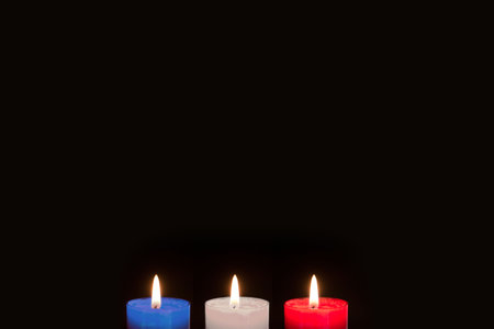 Candles on black backgroundの写真素材