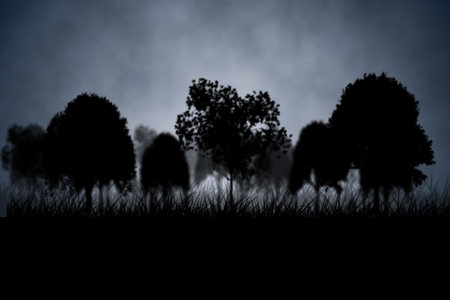 Digitally generated dark gothic scene with trees