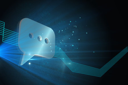 Shiny message icon on black backgroundの写真素材